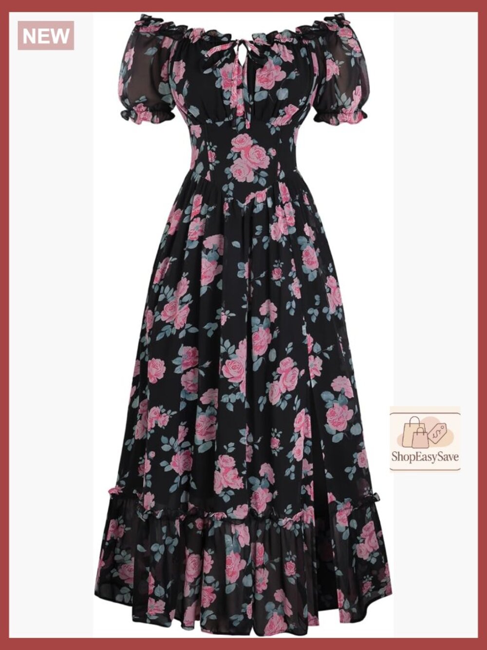 Floral Corset Dress Summer Cottagecore Flowy Square Neck A-Line Zipper